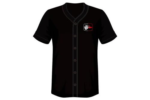 (新日本プロレスリング) エル ・ デスペラード ベースボールシャツ ブラック×ホワイト×レッド XXL 6431..