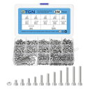 DTGN 850個入りのメトリックねじアソートメント M3ボルトとナットキット 304ステンレス鋼製M3x4/5/6/8/10/12/14/16/20/25/3...