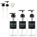 Segbeauty シャンプーボトル ディスペンサー 透明 3本セット 500ml 漏斗付き 大容量 ブラック 丸形 漏れ防止 詰め替えボトル おしゃれ 浴室 ...