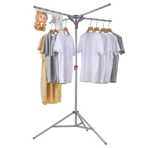 VECELO 物干しスタンド 直径90cm 折りたたみ式 三脚乾燥ラック 部屋干し 三本足 大容量 室内物干し コ..