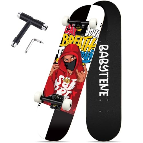 プロスケートボード 31インチ スケボー skateboard スケート スケボー 子供 大人 プロフェッショナル 初心者 コンプリート ABEC-11 95Aホイール 高精度 8 ティアデッキ 漫画 滑板 - スケボー と T