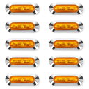 Lezalic LED 4連 カラーレンズ 10個セット 12V 24V 高輝度 小型 ランプ サイド マーカー 防水型 トラック メッキ カスタム (アンバー...