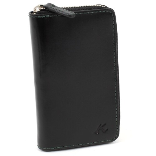 (キタムラ) ヌメ革 キーケース ZH0483 メンズ ブラック／ダークグリーンステッチ (黒) 15321 One Size