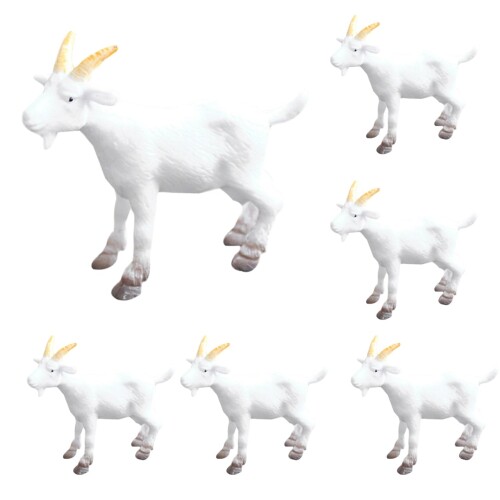 Yardwe 6個セット ミニチュアヤギ置物 Pvc製 約2インチ デスクトップ用動物 インテリア装飾 ガーデン テラリウム マイクロ風景飾り