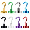 Eusdakas 8色 超強力 マグネットフック 垂直耐荷重13kg 直径20mm ネオジム磁石フック キッチン用 オフィス用 家、台所、職場、車庫の冷蔵などい...