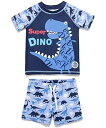 BONVERANO 水着 ラッシュガード 上下セット UPF50 UVカット 男の子 ボーイズ キッズ (Super Dino, 6-9 Months)