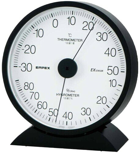 エンペックス気象計 温度湿度計 エクレール温湿度計 置き掛け兼用 日本製 ブラック TM-6251 13.2x12.1x5cm