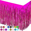 allgala 2パック 29x108インチ (73.7x274.3cm) メタリックフォイル フリンジ ティンセル テーブルスカート パーティー/イベント装飾 - - BD52811 フクシア