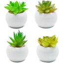 TOSSOW 人工多肉植物 ミニ 人工観葉植物 枯れない インテリア 4点セット 円形 プレゼント