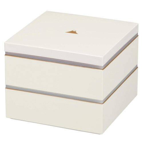 宮本産業 重箱 ホワイト 1600ml 二段重 富士山 シール蓋付