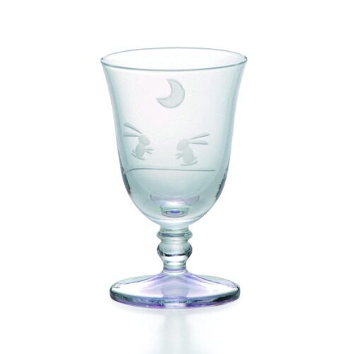 大塚硝子(Otsukaglass) ガラス 台付 冷酒グラス 約70ml 切子 月うさぎ アメジスト 日本製 13H055-AM