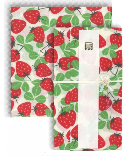 ハンカチで出来た御祝儀袋「心込袋」 いちご 白 F-101