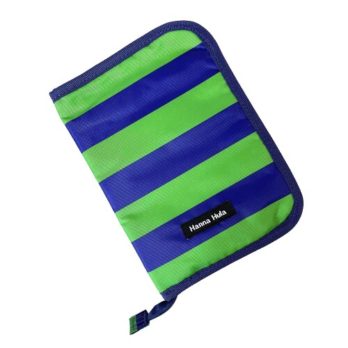 (ハンナフラ) お薬手帳ケース Lサイズ ボーダーグリーン