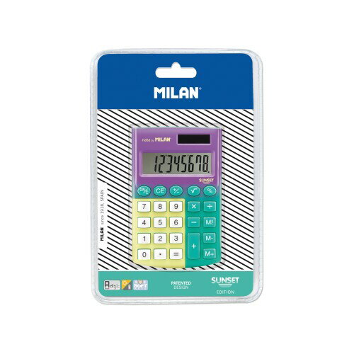 ミラン 8桁電卓 SUNSET イエロー＆ターコイズ MLN151008SNYBL 8桁電卓 スペインを代表する老舗文具メーカーの大人気の電卓。 カラフルな色使いと押しやすいボタンが特徴! 8桁 ブリスターケース入り ソーラー電池式 ■補助電池 カバー付 商品コード62078576581商品名ミラン 8桁電卓 SUNSET イエロー＆ターコイズ MLN151008SNYBL型番151008SNYBLカラーイエロー＆ターコイズ※他モールでも併売しているため、タイミングによって在庫切れの可能性がございます。その際は、別途ご連絡させていただきます。※他モールでも併売しているため、タイミングによって在庫切れの可能性がございます。その際は、別途ご連絡させていただきます。