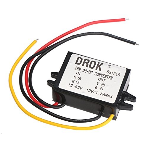 DROKマイクロDC電圧降圧コンバータ15-55V 24V / 36V / 48V～12V 1.5A 18W降圧電源自動車用トランスインバータ車載用自動車