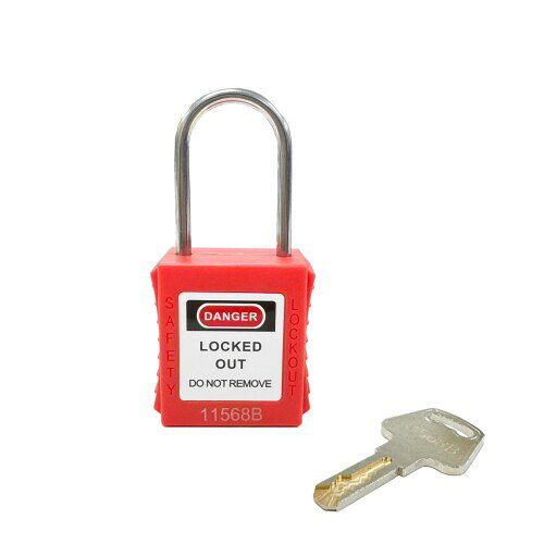 ロックアウト用パドロック(吊径4mm)赤本体:高性能プラスチック、ナイロン 吊:SUS304 シリンダー部分：..