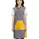 (anyasun) エプロン H型 首掛け シンプル 女性用 3点セット 大容量ポケット 仕事用 料理教室 家庭用 カフェエプロン (E01:グレー)
