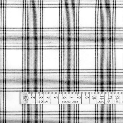 COLORFUL TEXTILE MARKET 先染モノトーン・タータン・白 先染ブロード生地 110cmx100cmD00B8010