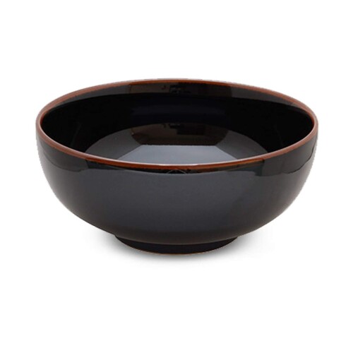 白山陶器(Hakusan Porcelain) 5寸浅めん丼 ブラック Φ15.5 x 7cm 800ml 天目 波佐見焼 日本製