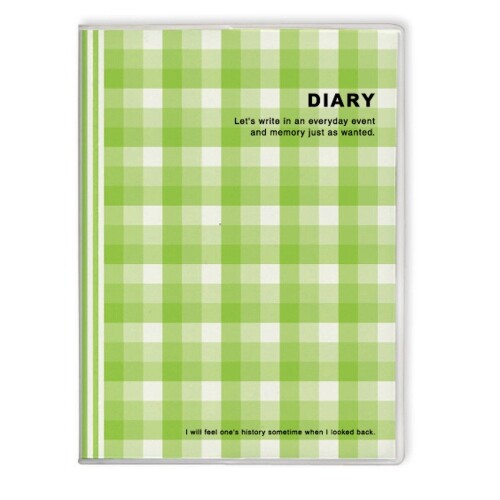 エムプラン 日記帳 パターン オン チェック カバー付 グリーン 200743-10
