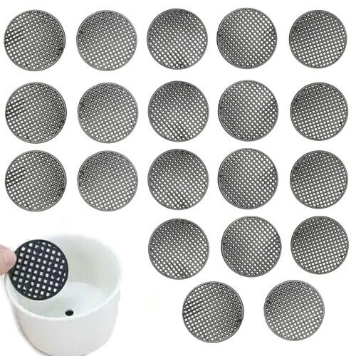 20枚セット 鉢底ネット 植木鉢ボトムネット プランター 直径約7.5cm/4.5cm 円形 メッシュガスケット 排..