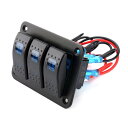 3連防水ボートスイッチ ロッカー スイッチ 12/24V LEDスイッチパネル キャラバンLED回路 防水スイッチパネル 5pin On/Offスイッチ 過負荷保護 家庭/RV車/船舶/ボート/マリン用 取り付けやすい