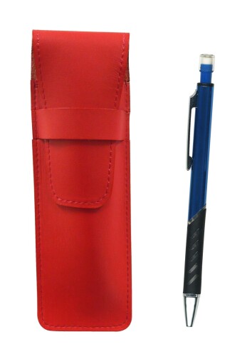 スリム牛革ペンケース赤 メタルカラーシャープペン 青 T23-ASR-SI2067SP-L
