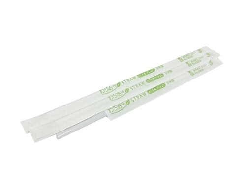 シバセ工業 ストロー わらおstrawバイオマス25 ストレート 紙包装 500本 約[ファイ]4.5mm×18cm 日本製 白 B355