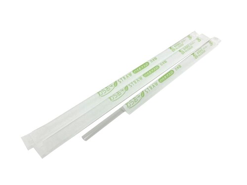 シバセ工業 ストロー わらおstrawバイオマス25 ストレート 紙包装 500本 約[ファイ]4.5mm×18cm 日本製 クリア B356