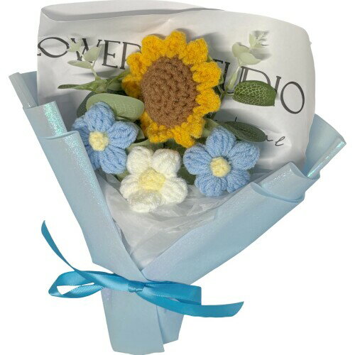 キューフラ(Q-FLA) ニットフラワー ニットブーケ 花束 BL ブルー プレゼント ギフト お祝い 小さめ 818042