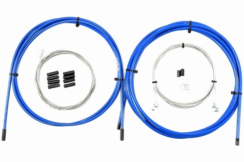 マイクロヒーロー(MicrOHERO) MTB/ROAD 両用 自転車 SUS ワイヤ アウター セット ステンレス製 ブレーキワイヤ シフトワイヤ付 自転車一台分 (ブルー)(4)