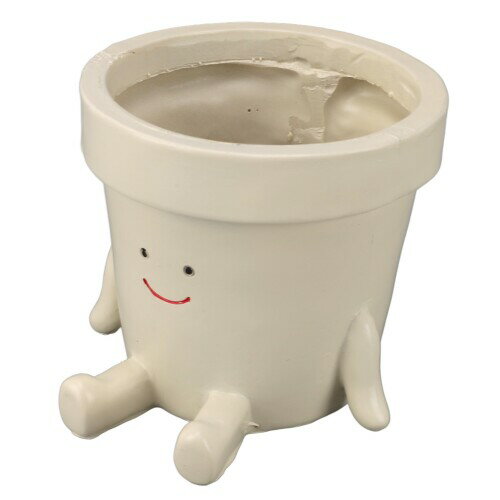 座っている植木鉢、かわいい顔の装飾的な多肉植物植木鉢、排水穴付き、家の装飾、樹脂製ミニサボテンプ..