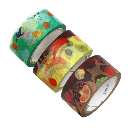 カミイソ産商 マスキングテープ SAIEN オリジナル 3柄セット (クリームソーダ・プリンアラモード・フル..