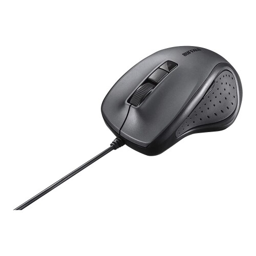 バッファロー 有線 BlueLED 静音5ボタン 抗菌・抗ウイルス ブラック BSMBU305VBBK