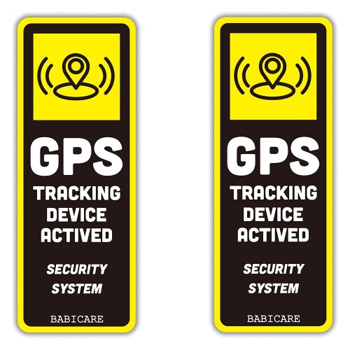 GPS TRACKING GPS追跡 ステッカー シール 2枚 耐熱/耐水/耐光/UVカット/日本品質 PET製 (黄, タテ型)
