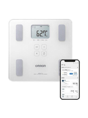 オムロン 体重 体組成計 HBF-230T-SW スマホ連動 体脂肪率 BMI 骨格筋率 OMRON connect対応 自動認識 シャイニーホワイト