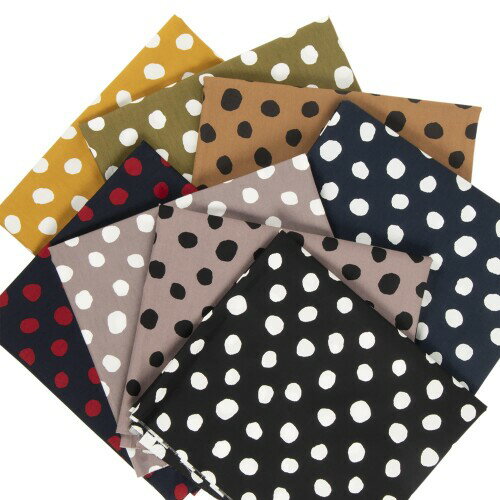 KIYOHARA ソフトブロード ドットプリント 生地 CGRY チャコールグレー×ホワイト 約110cm×1Mカット 綿100% KOF32-1M