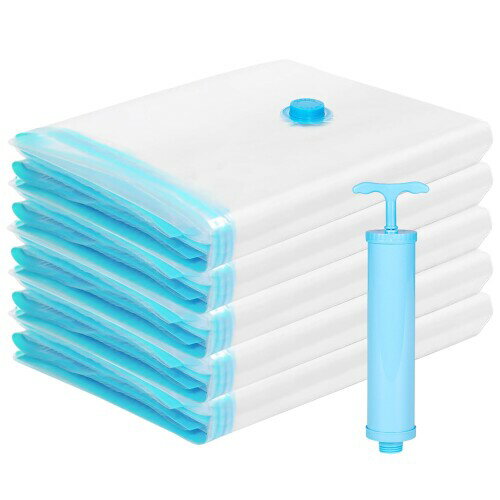 VECELO 圧縮袋 衣類圧縮袋 5枚*幅80X高さ100cm ポンプ付き 透明 防湿 防塵 防虫 衣類 旅行 引越し 整理整頓 出張 荷物入れ 衣替え 手巻き...