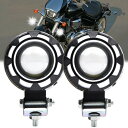 Ygmylandbb バイク フォグランプ 10W イカリング LED ヘッドライト 補助灯 12V 24V ハイライト/ローライト/高速点滅 汎用 2個セット