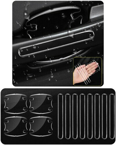 ドアハンドルプロテクター ~ MX-30(EVモデル)~フレアワゴン~ ボンゴブローニイバン 車種用 車用 ひっかき傷 防止フィルム ドアエッジガード キズ防止 透明12ピースセット 製品説明書付き