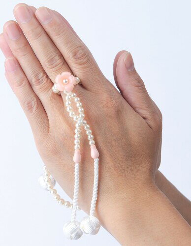 金剛堂 女性用念珠カラフル念珠数珠S8寸プラスチック製ピンク(ピンク)