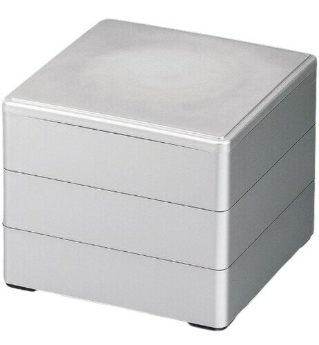 J-kitchens 御節重箱 日本製 3段 4.5寸 彩 銀 13.4cm x 13.4cm x 12.7cm