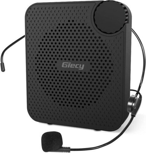 Giecy 拡声器 ポータブル、小型ハンズフリーメガホン 15W2600mah充電式バッテリー マイク付き ポータブルボイスアンプPAシステム、教師、ツアーガイド、ホスト、会議、学校活動、セミナー