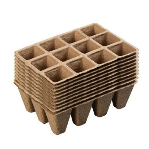 Famimueno 育苗ポット トレー トレイ カップ 箱 種まきポット 園芸 用品 農業 生分解 (茶色12穴20枚（2..