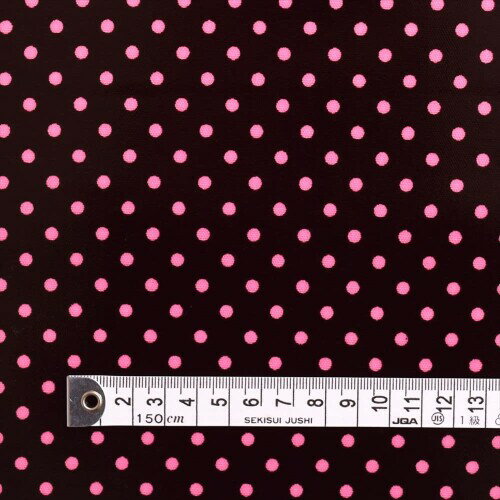 COLORFUL TEXTILE MARKET 水玉(チョコレート地にピンクドット) ラミネート(厚み0.2mm)生地 110cmx100cmD0257010