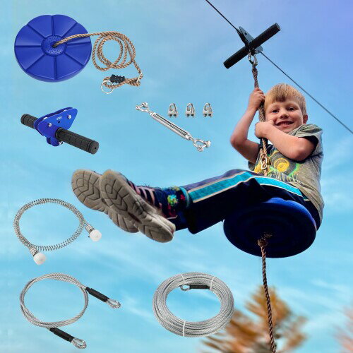 CTSC 庭で使えるジップライン組み立てセット 95フィート