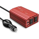 BESTEK 修正正弦波 300Wインバーター USB-C PD: 65W 1ポート + USB-A QC 18W 1ポート - PD出力対応 シガーソケット コンセント 300W 車載用インバーター DC12VをAC100Vに変換 12V 車専用 赤 MRI3010BU-RD*PD65W
