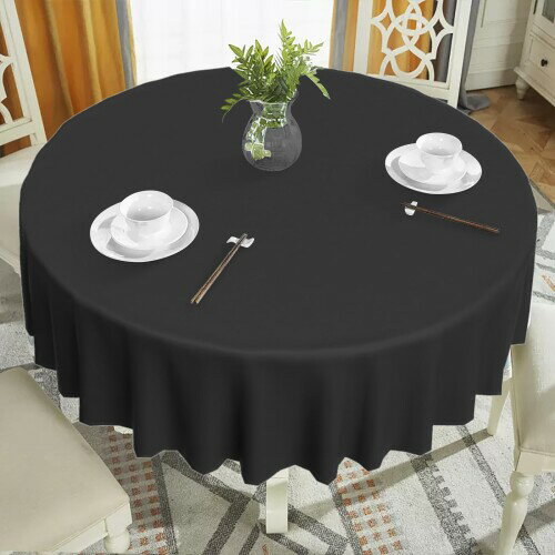 Paready テーブルクロス 円形 直径213CM おしゃれ 使い捨て 1pcs 撥水 防水 汚れ防止 テーブルカバー 丸テーブル ホーム装飾 誕生日 パーティー 結婚式 イベント お祝い 黒