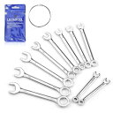 LEONTOOL ミニスパナセット 極薄スパナ コンビスパナセット 10本組 4mm/4.5mm/5mm/5.5mm/6mm/7mm/8mm/9mm/10mm/11mm 片目片口スパナ コンビレンチ ミリ規格 コンビネーションレンチセット ショートタイ