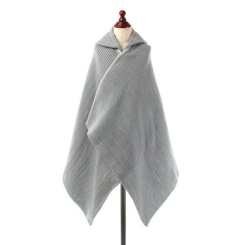 ハートウエル charcoalワッフル フード付バスタオル グレー ヘリンボーン